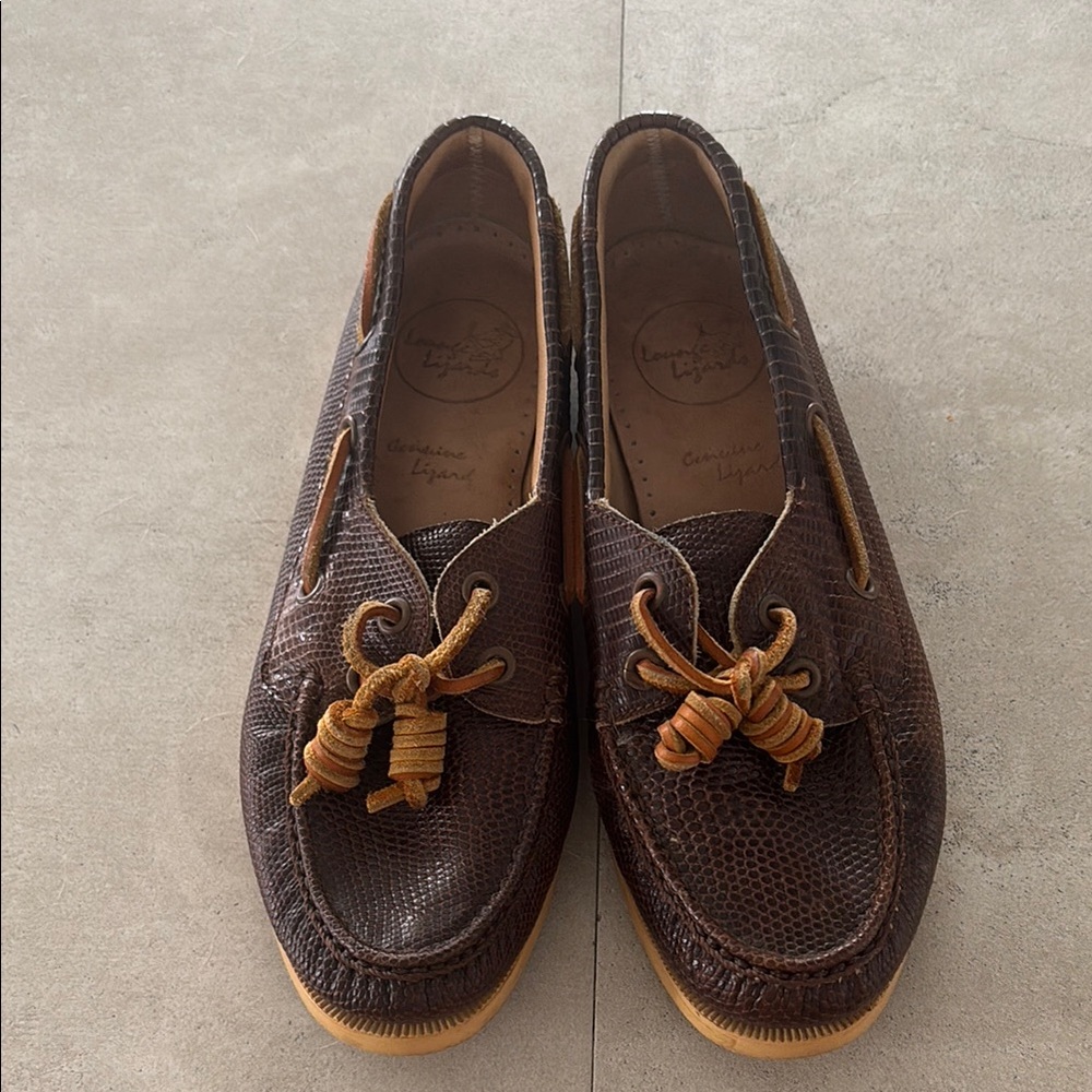 Brown Genuine Lizard Loafers with Tassels